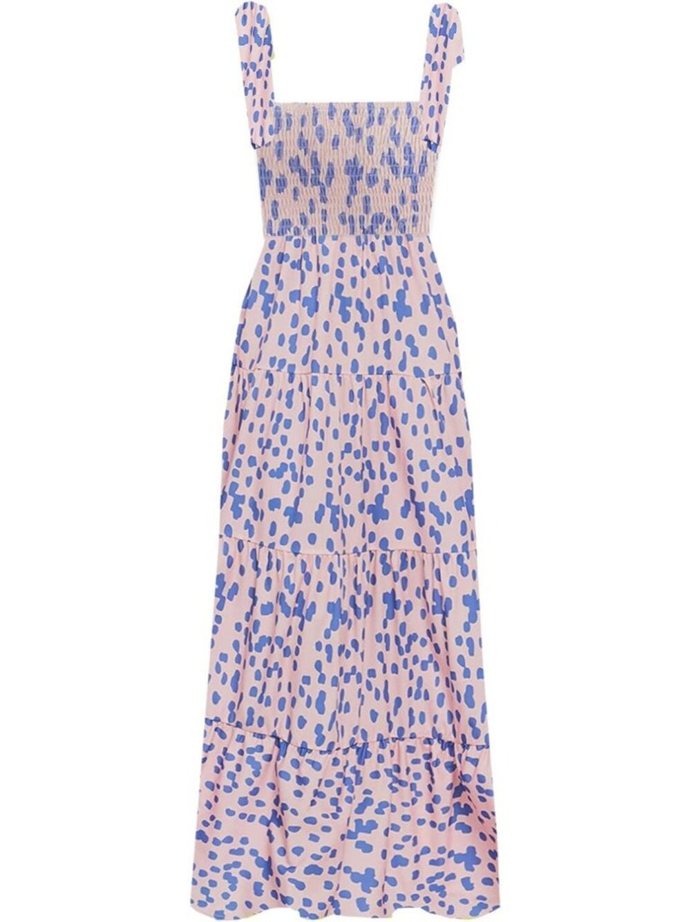 Women's Pink Sleeveless Square Neck Ruffle Flowy Imported Maxi Dress